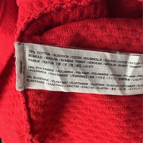 Mango Shirt Womens Small Red Waffle Knit Top Textured Casual Office Versatile - Picture 7 of 7